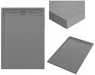 Šedá Obdélníková Sprchová Vanička 100 x 80 CM Kompozit Viva