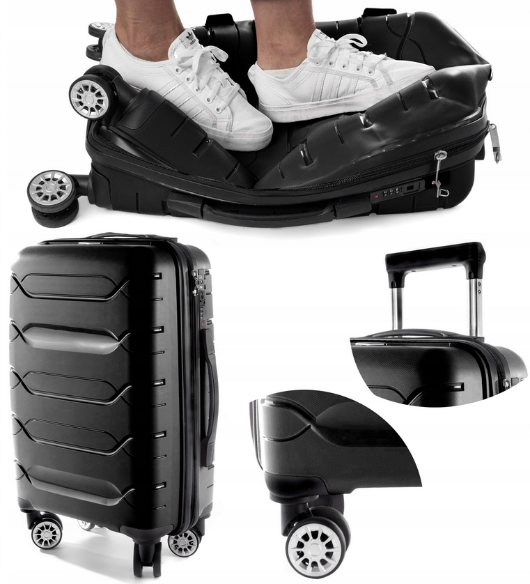 Walizka Duża Podróżna Bagaż Rgl Czarna Polipropylen Zamek Tsa