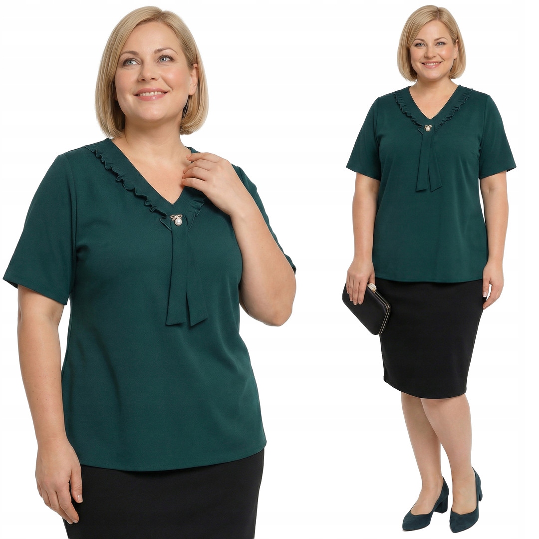 Zelená halenka s volánkem plus size velikost 48/50