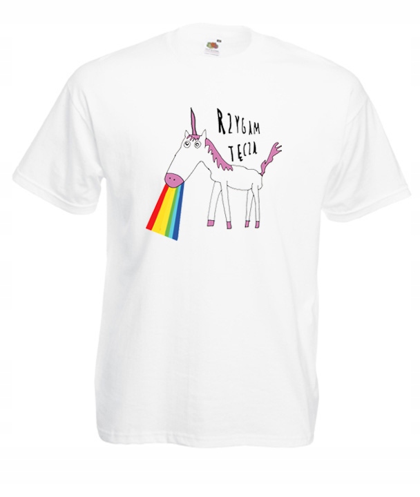 

M Koszulka Męska Rzygam Tęczą Unicorn Hell Wzór