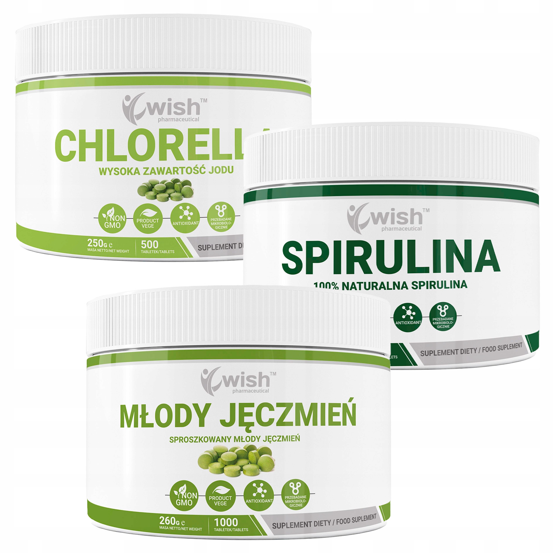 Zestaw Detox Bio SuperFood Mix Chlorella Spirulina Młody Jęczmień 2000 tab