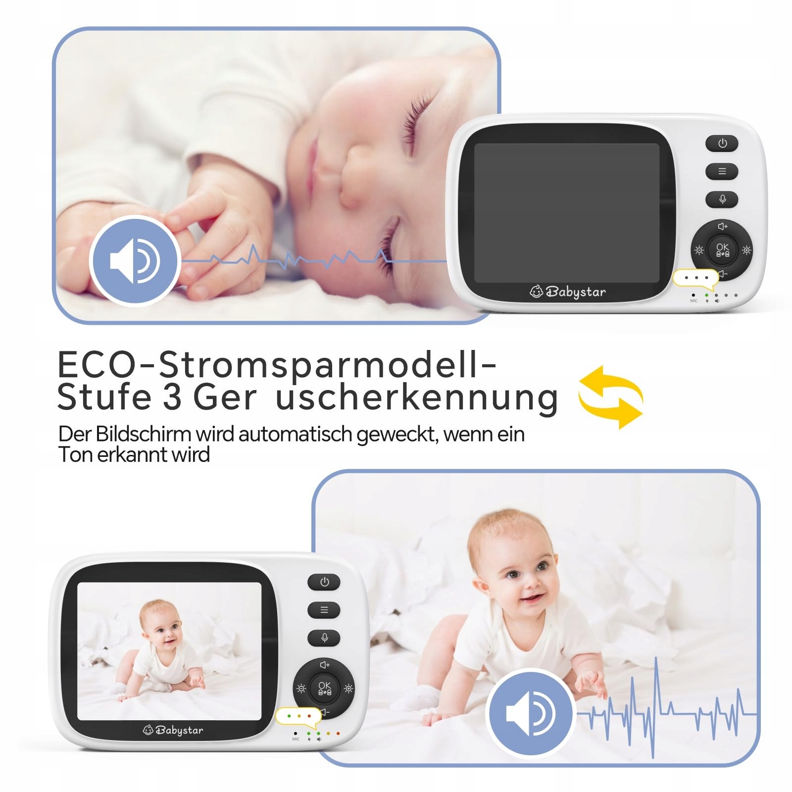 BABYSTAR Elektroniczna Niania Kamera 3.2" Nocny Tryb Audio VOX 2100mAh — miniatura 3