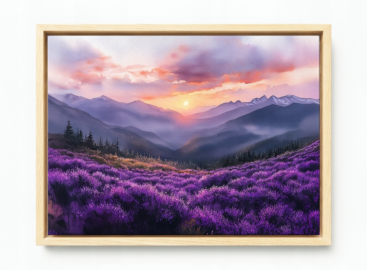 Obraz Rám Americký Box Krajina Hory Panorama Květiny Vřesoviště 60x40