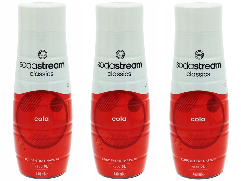 3x SYROP KONCENTRAT COLA CLASSIC DO SATURATORA SODASTREAM 9L NAPOJU z 440ml Stan opakowania oryginalne