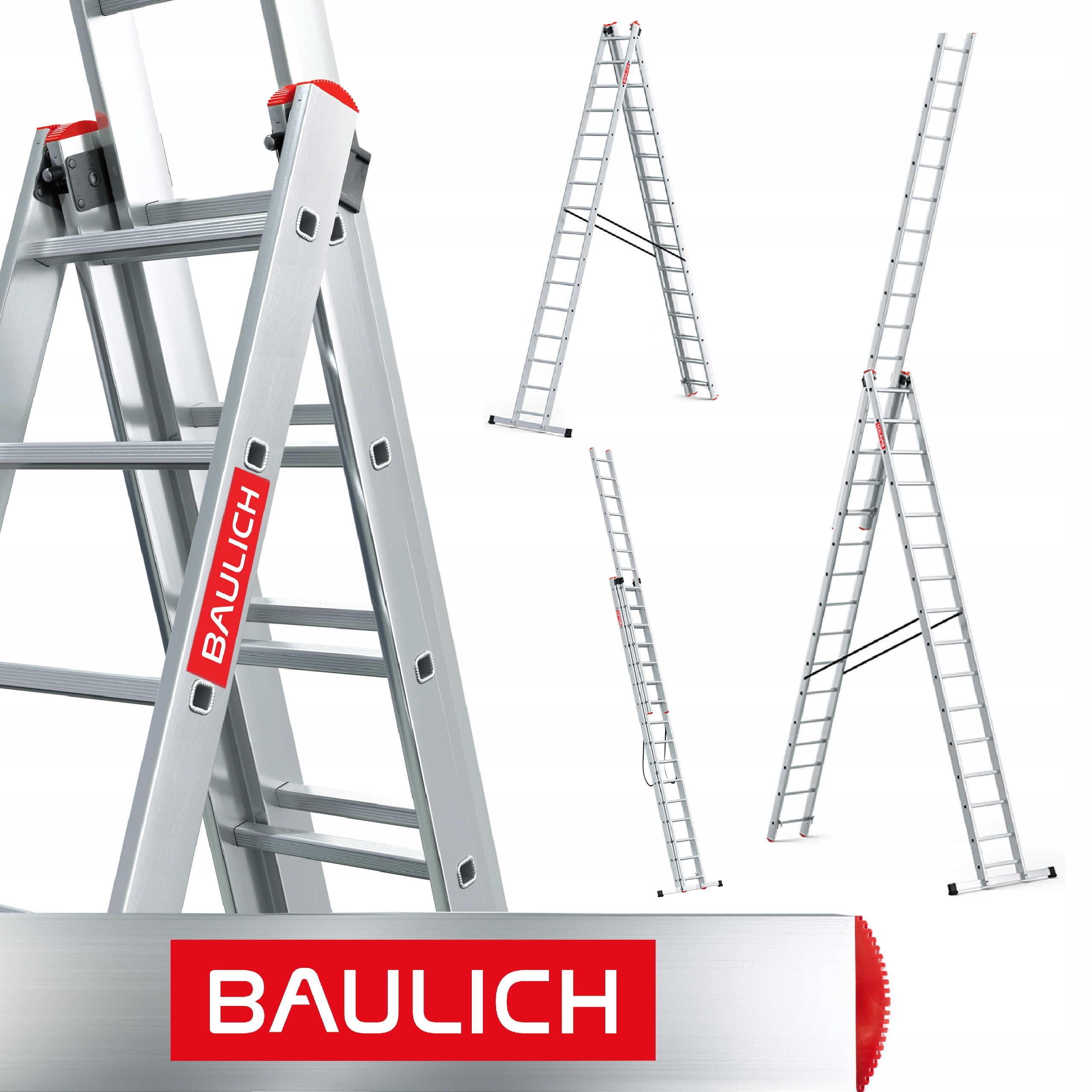 Žebřík 3x16 multifunkční Profesionální Baulich hák Bonus