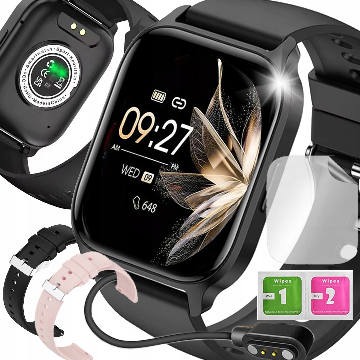 SMARTWATCH ZEGAREK POLSKIE MENU ROZMOWY SPORT SMART WATCH DAMSKI BLACK