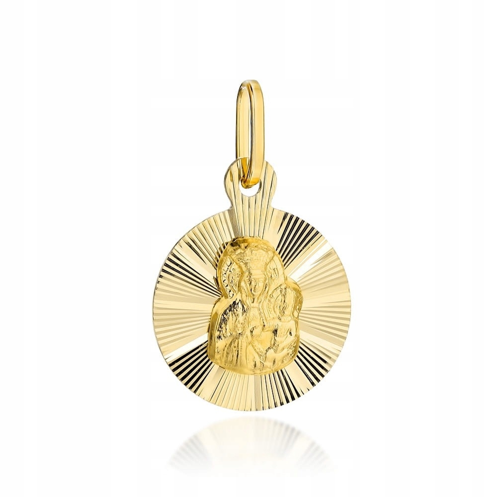 Zlatý Medailonek 585 Panna Maria Čenstochovská Diamantový Přívěsek Svaté Přijímání