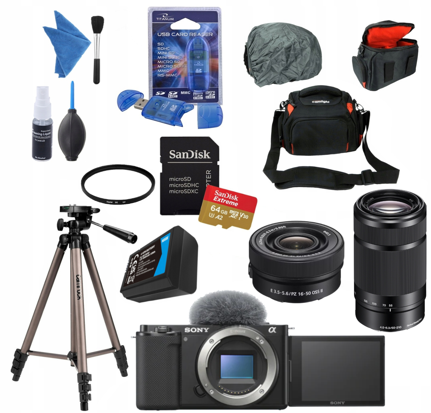 Sony Alpha ZV-E10 16-50mm II Lepszy Obiektyw 55-210mm 2X Aku