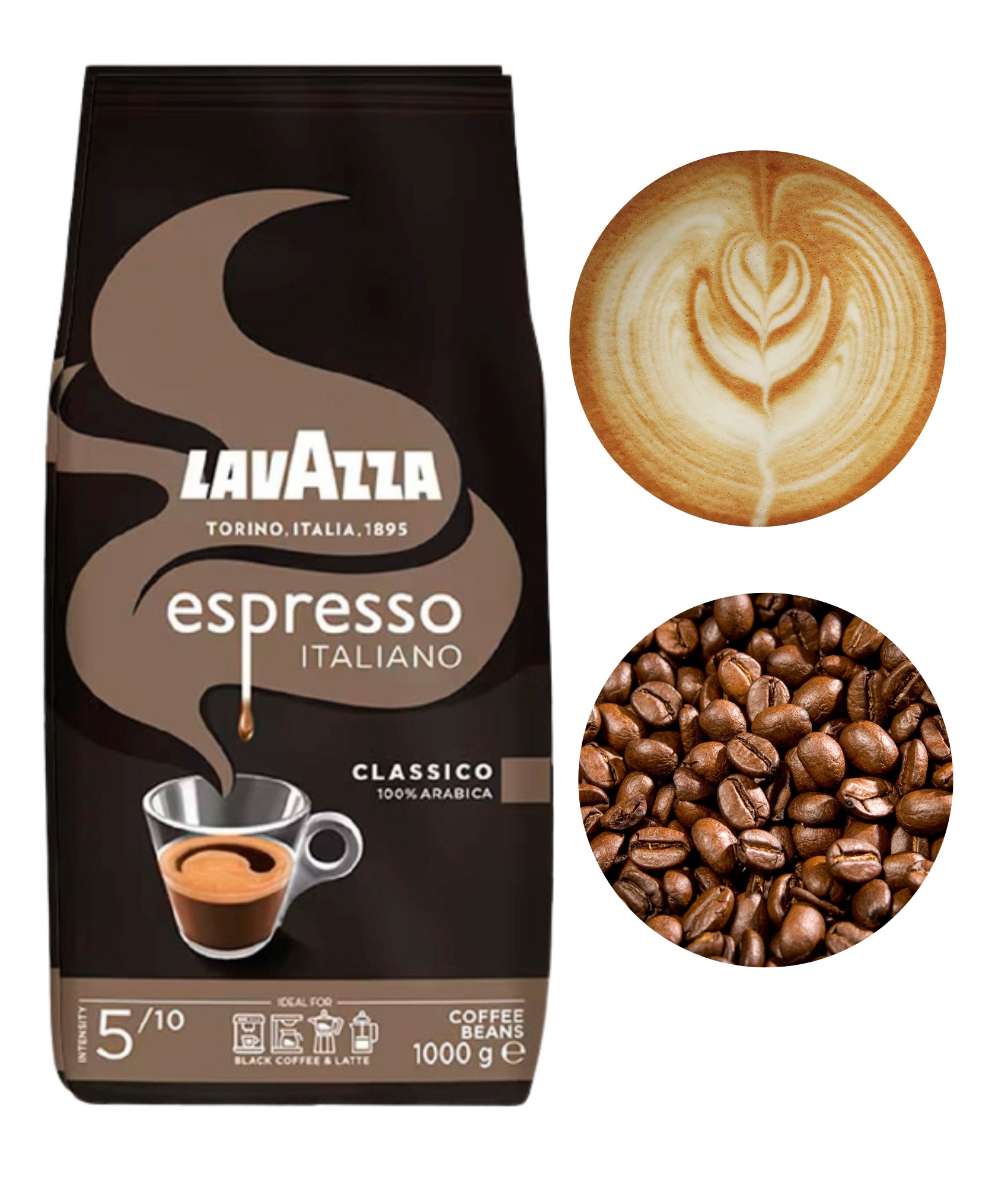 Lavazza Caffe Espresso kawa ziarnista arabica średnio palona włoska 1kg
