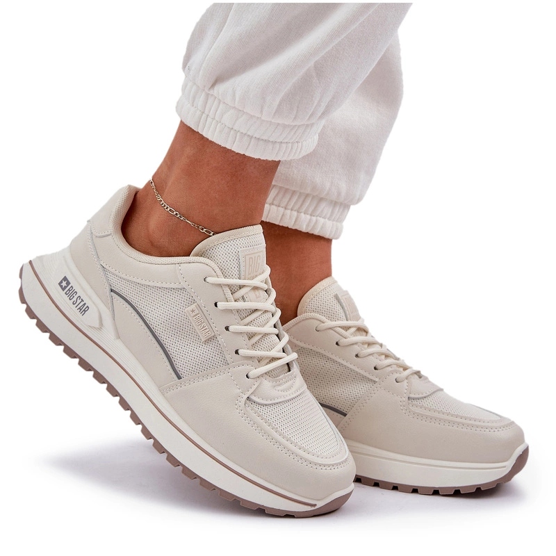 Sneakersy Damskie Big Star Hi-poly System NN274A088 Jasnobeżowe 40