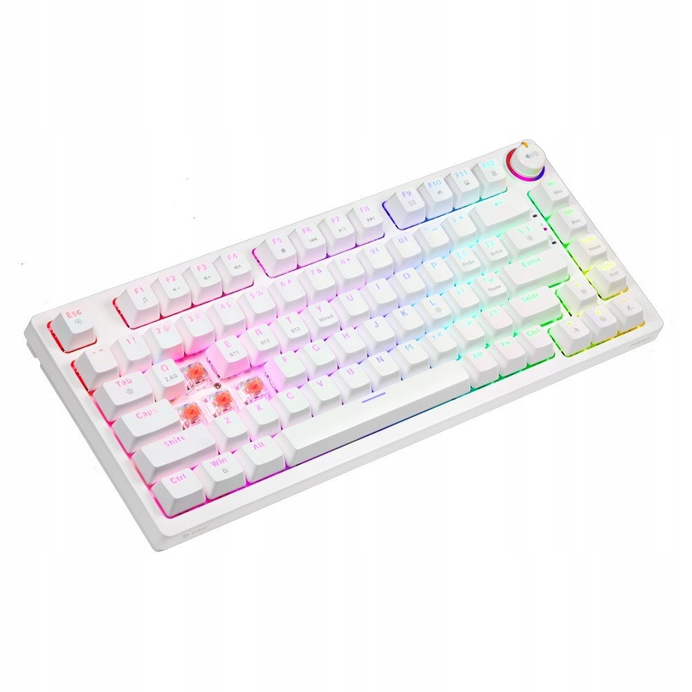 Savio Klawiatura mechaniczna bezprzewodowa Phenix White Gateron Red Pro, Ab