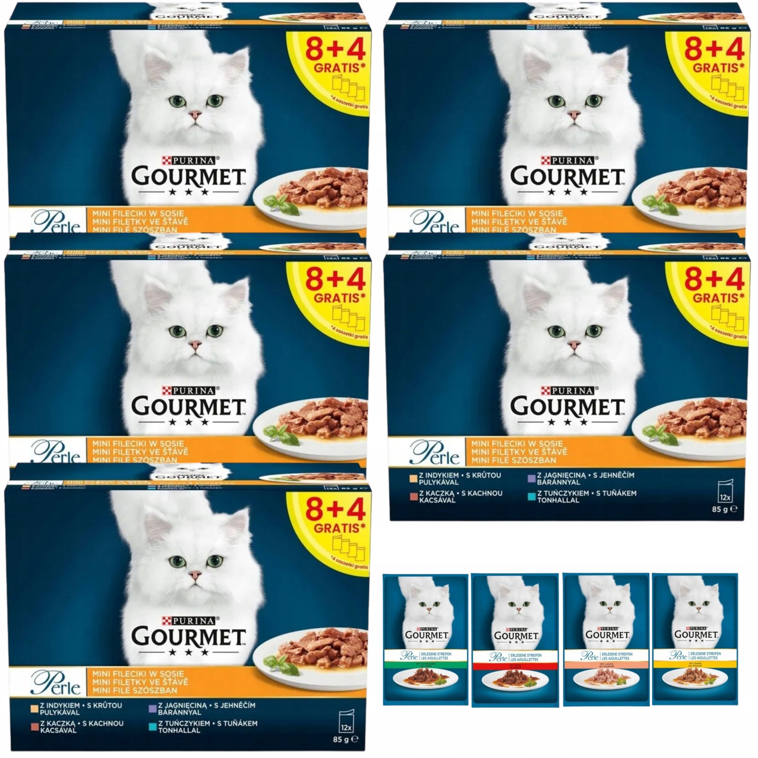 Levně Gourmet Perle Vlhké Krmivo Pro Kočky Kočky S Filety V Omáčce Kachna a směs 60 x 85 g