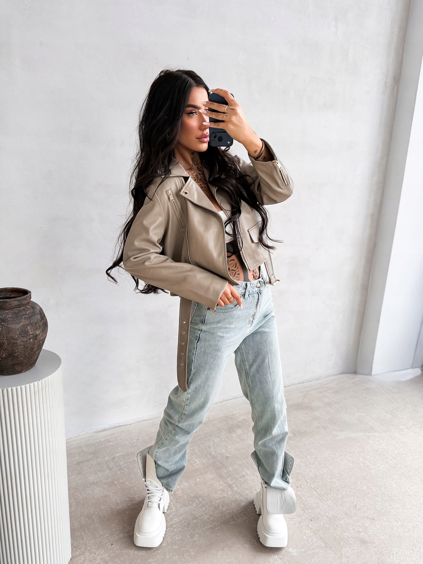 Dámská Bunda Ramoneska Campani Olavoga Béžová