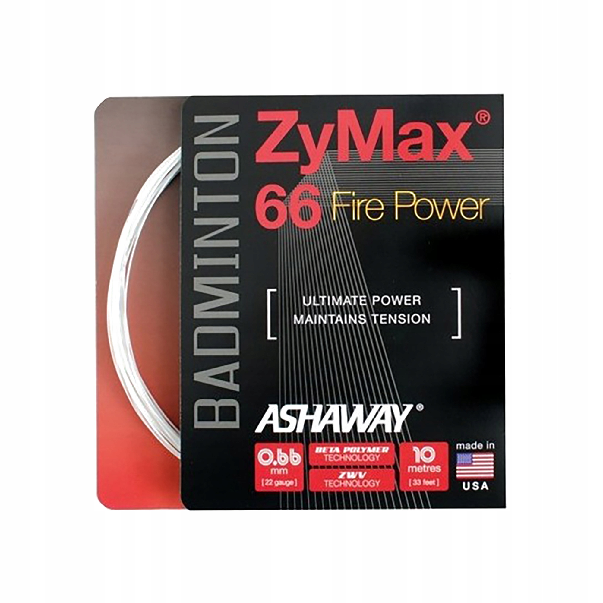Bedmintonový výplet ASHAWAY ZyMax 66 Power - set white 0.66 mm