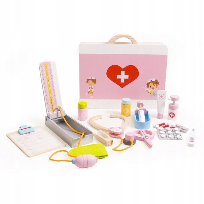 Zestaw lekarski dla dzieci dziewczynki drewniany Marka HH Poland