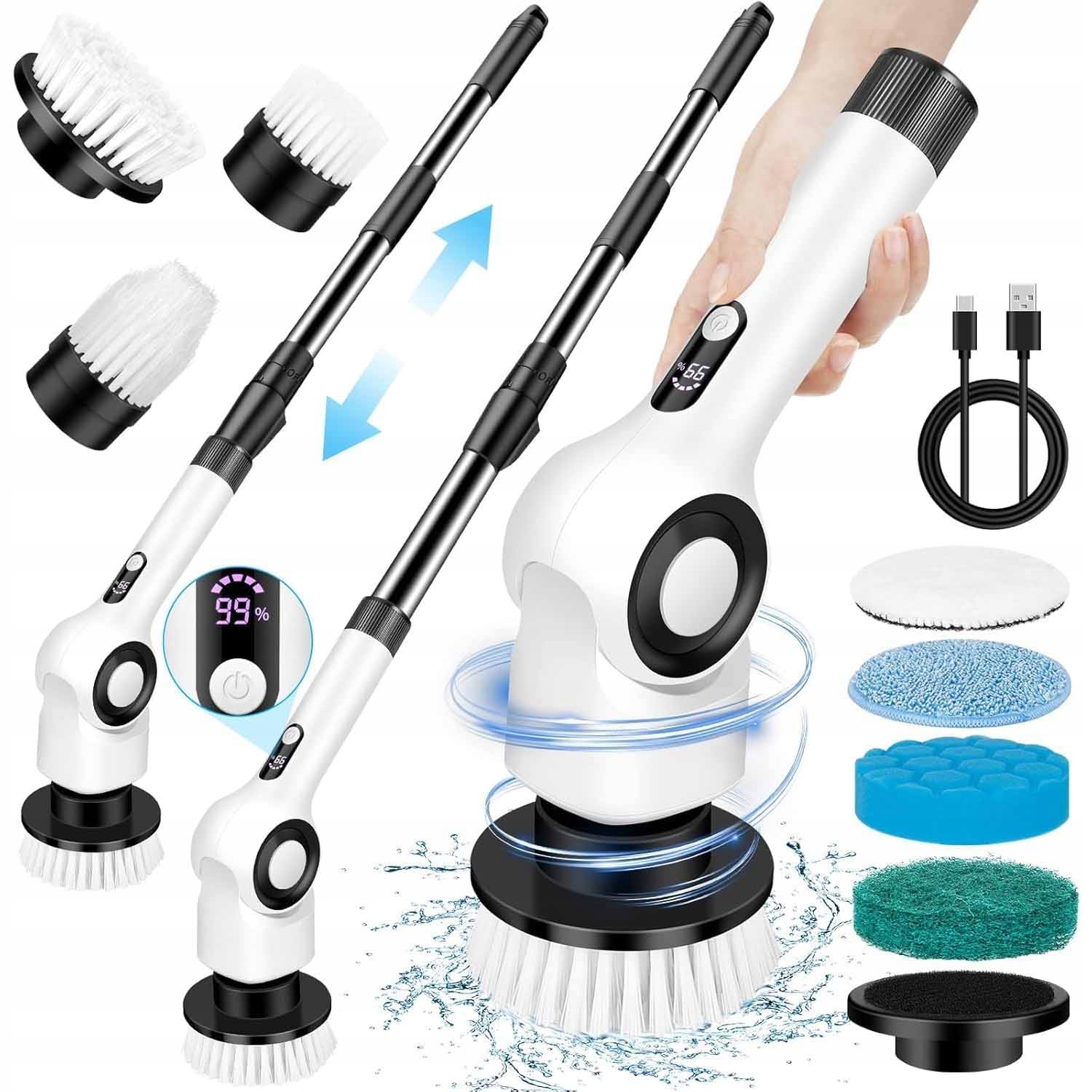 Levně 127CM Multifunkční Rotační Mop Elektrický Čisticí Kartáč 7 V 1