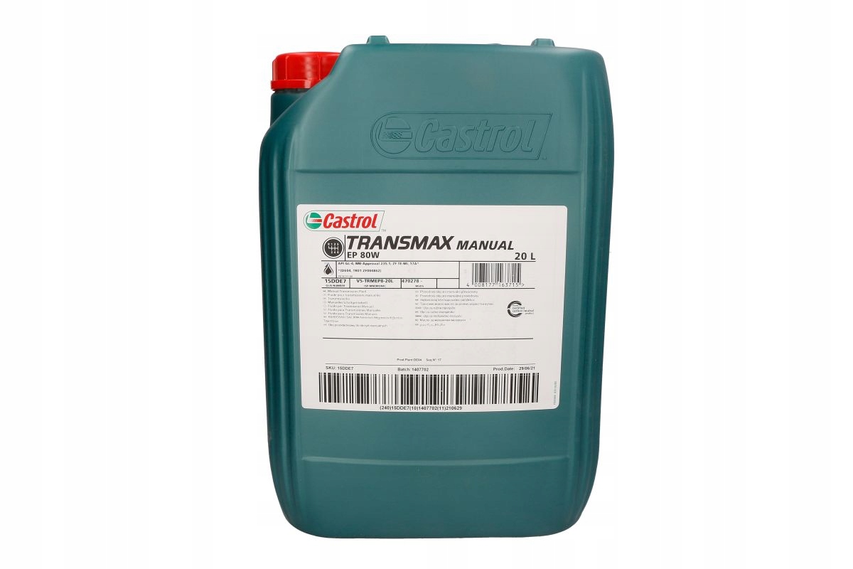 Castrol Olej przekładniowy do skrzyni biegów 80W 20l Transmax Manual 470278