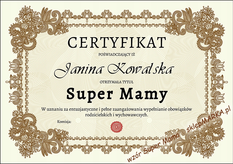 PREZENT Kapcie haft SUPER MAMA - Dzień Matki nr 42 Materiał zewnętrzny skóra naturalna