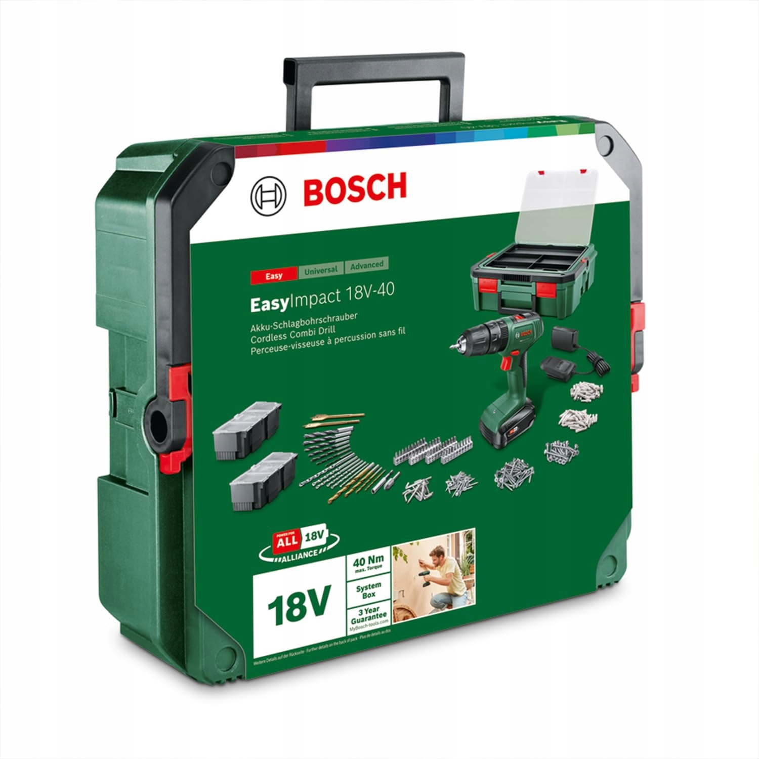 BOSCH Wiertarko-Wkrętarka Akumulatorowa 18V Zestaw 241 Elementów — miniatura 7