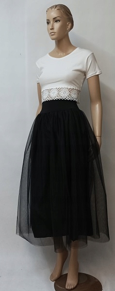 SPÓDNICA DAMSKA TIULOWA CZARNA 3/4 ROZM. M