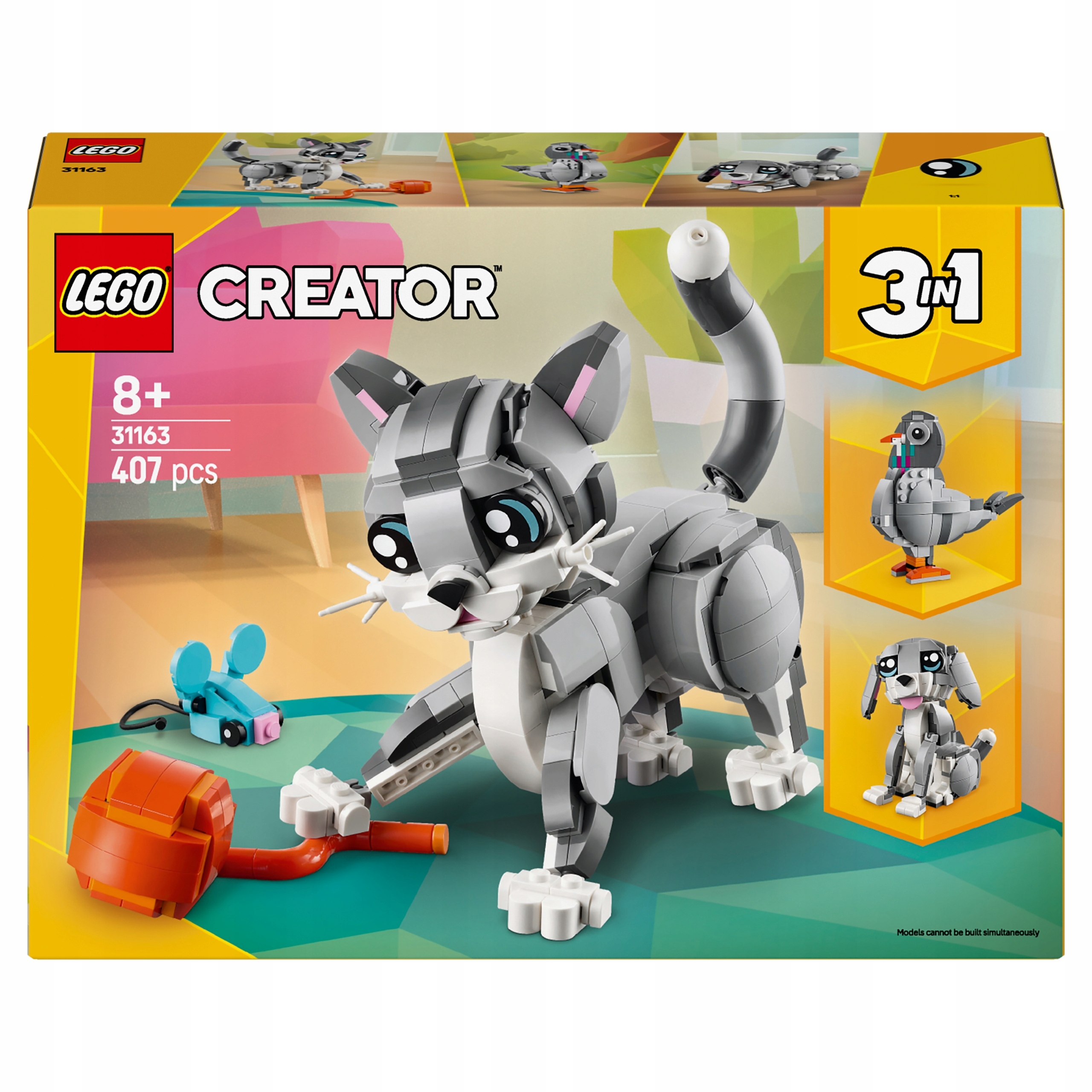 Lego Creator 3v1 31163 Psotný kocour Pes Holub Pohyblivé části Zvířátka
