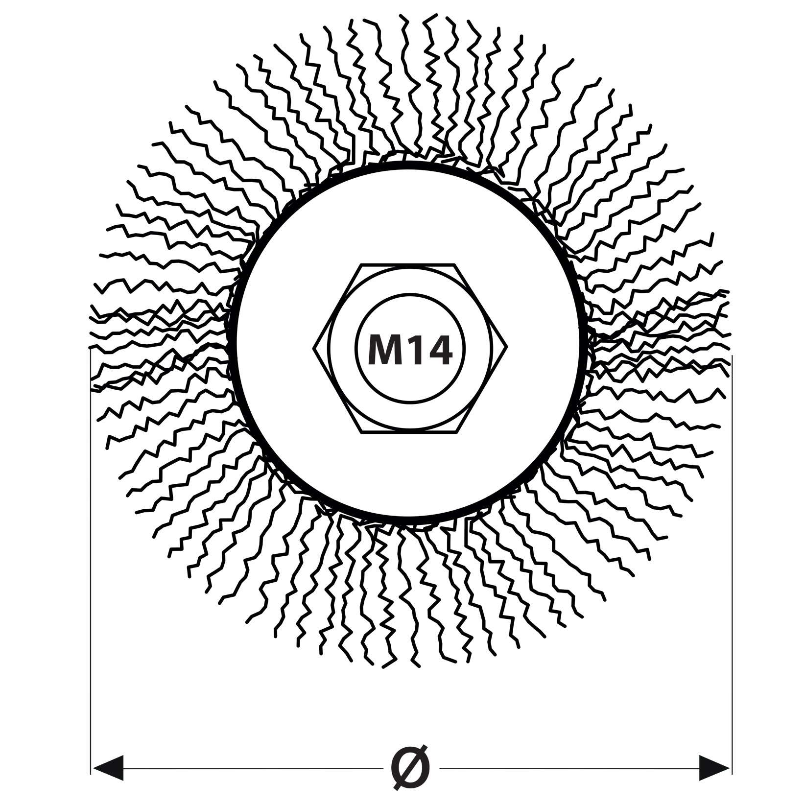 SZCZOTKA DOCZOŁOWA STOŻKOWA DRUT KARBOWANY 100 MM M14 Materiał wykonania drut stalowy