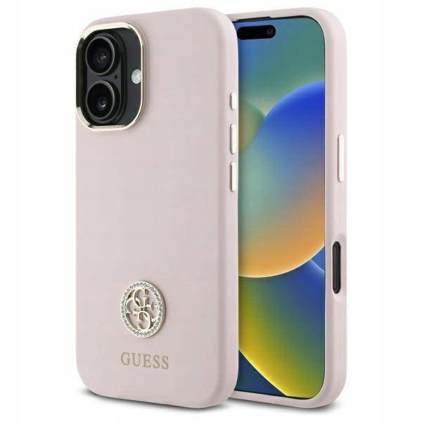 Pouzdro Guess Guhcp16Sm4Dgpp Silicone pro iPhone 16 6.1", světle růžové