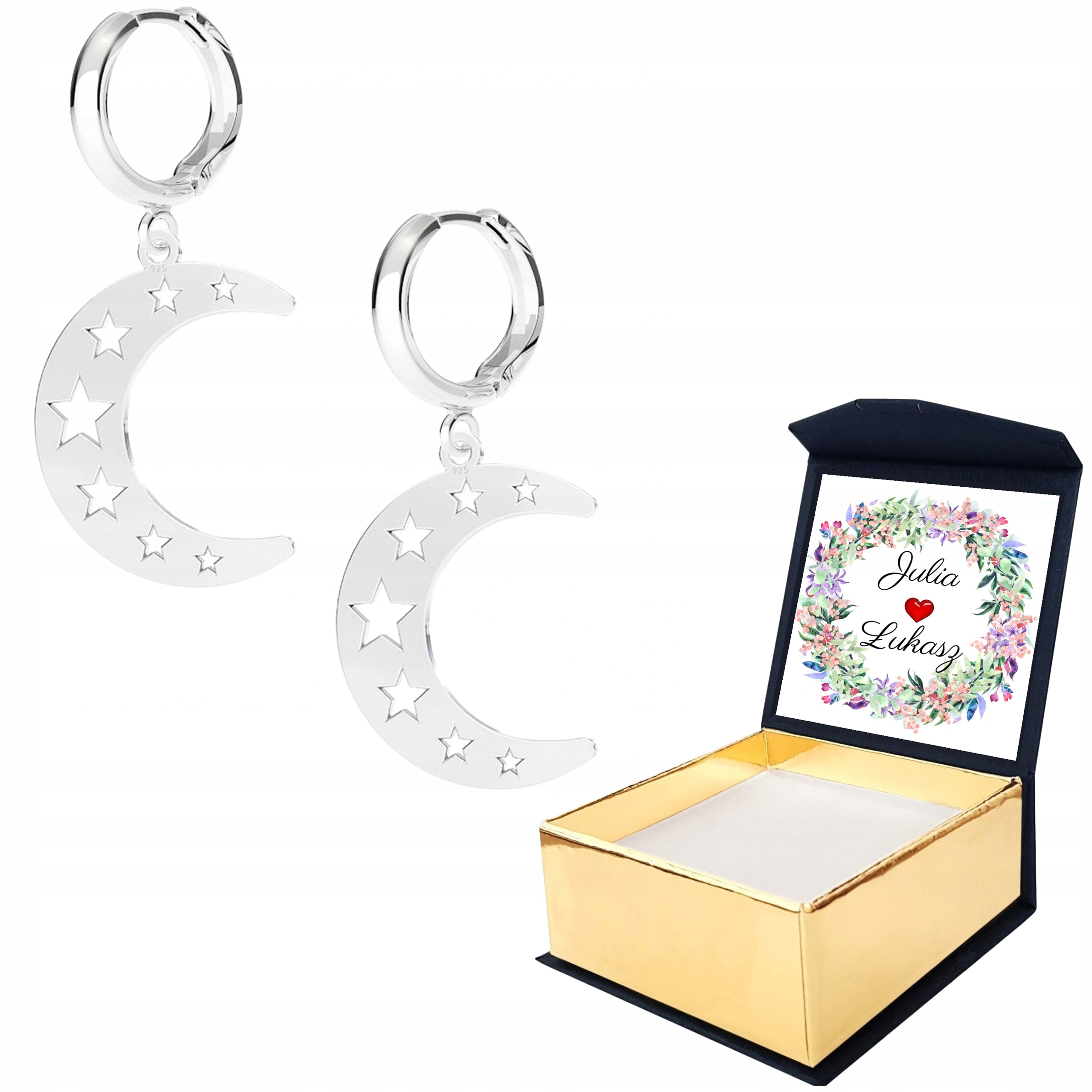 

Kolczyki srebrne Księżyc Moon 925 Własny Nadruk