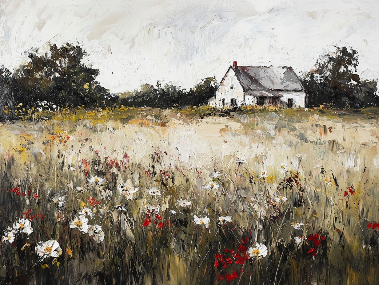 Obraz Na Plátně Canvas Krajina Vesnice Polsko Dům Louka Květiny Příroda 100x75