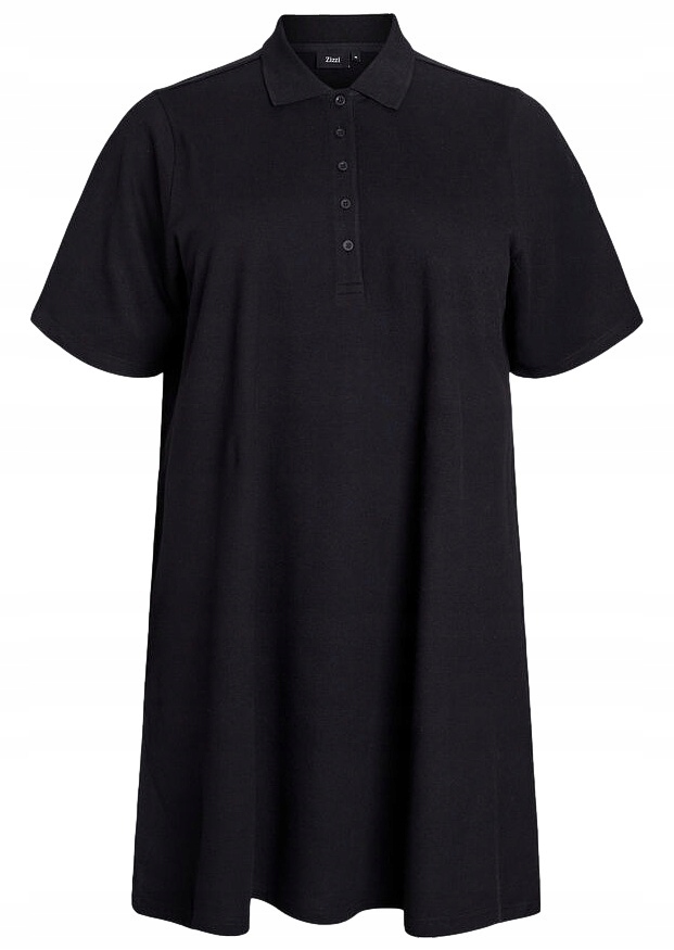 Tunika Plus Size Zizzi Pohodlné Šaty Černé Polo Bavlna 601B 48