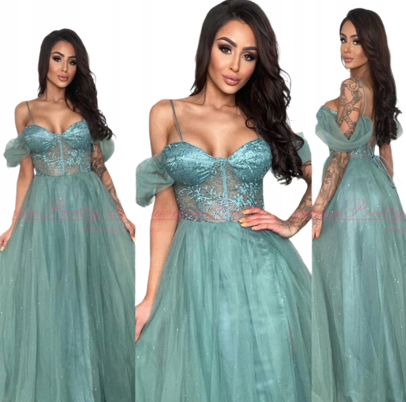 Lyanna Šalvěj Dlouhá Tylová šaty na svatební hostinu na svatbu, ples, svatební hostina S