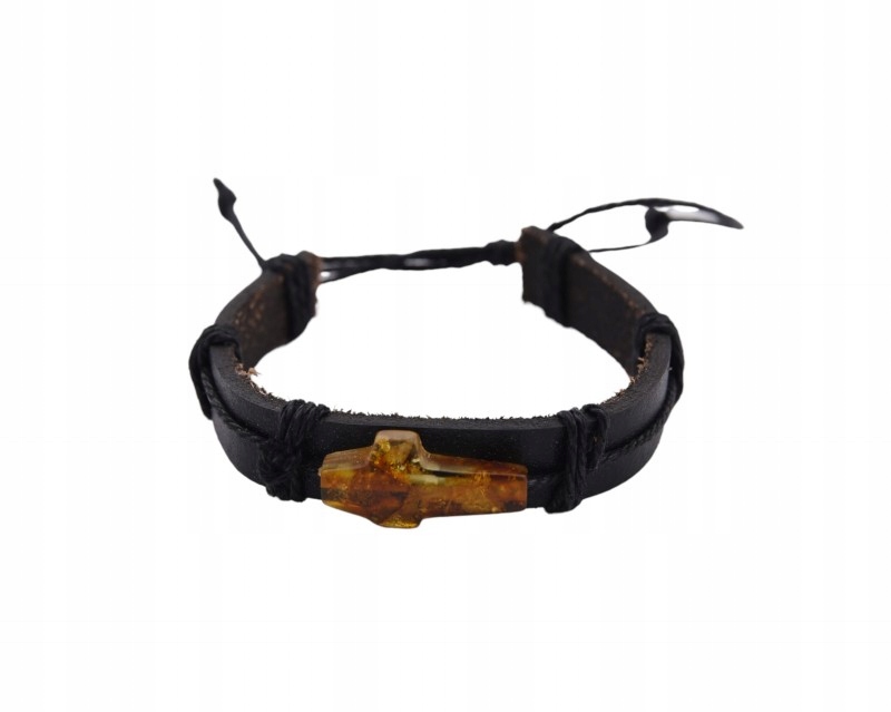 Náramek černý Jantarový kříž