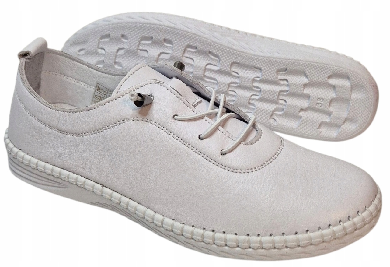 Modo 24025 Bílé lehké polobotky z přírodní kůže vel.