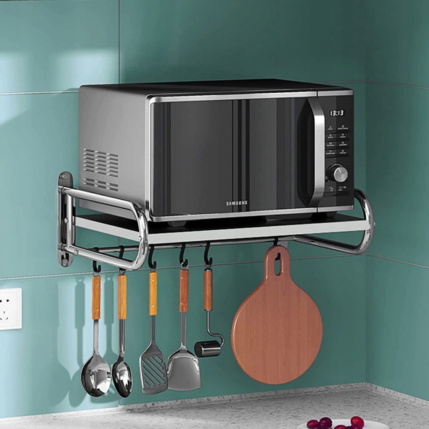 REGAŁ ŚCIENNY DO KUCHENKI MIKROFALOWEJ, UCHWYT DO KUCHENKI MIKROFALOWEJ Liczba poziomów 1