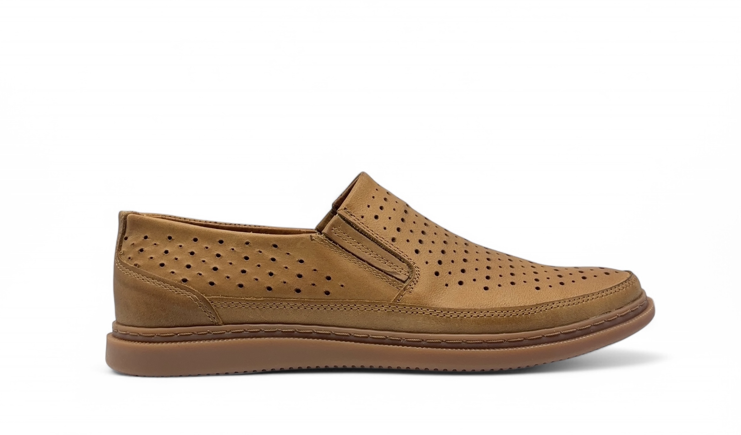 Nazouvací polobotky s perforací model 2107 l Polbut – přírodní kůže, velikost 42