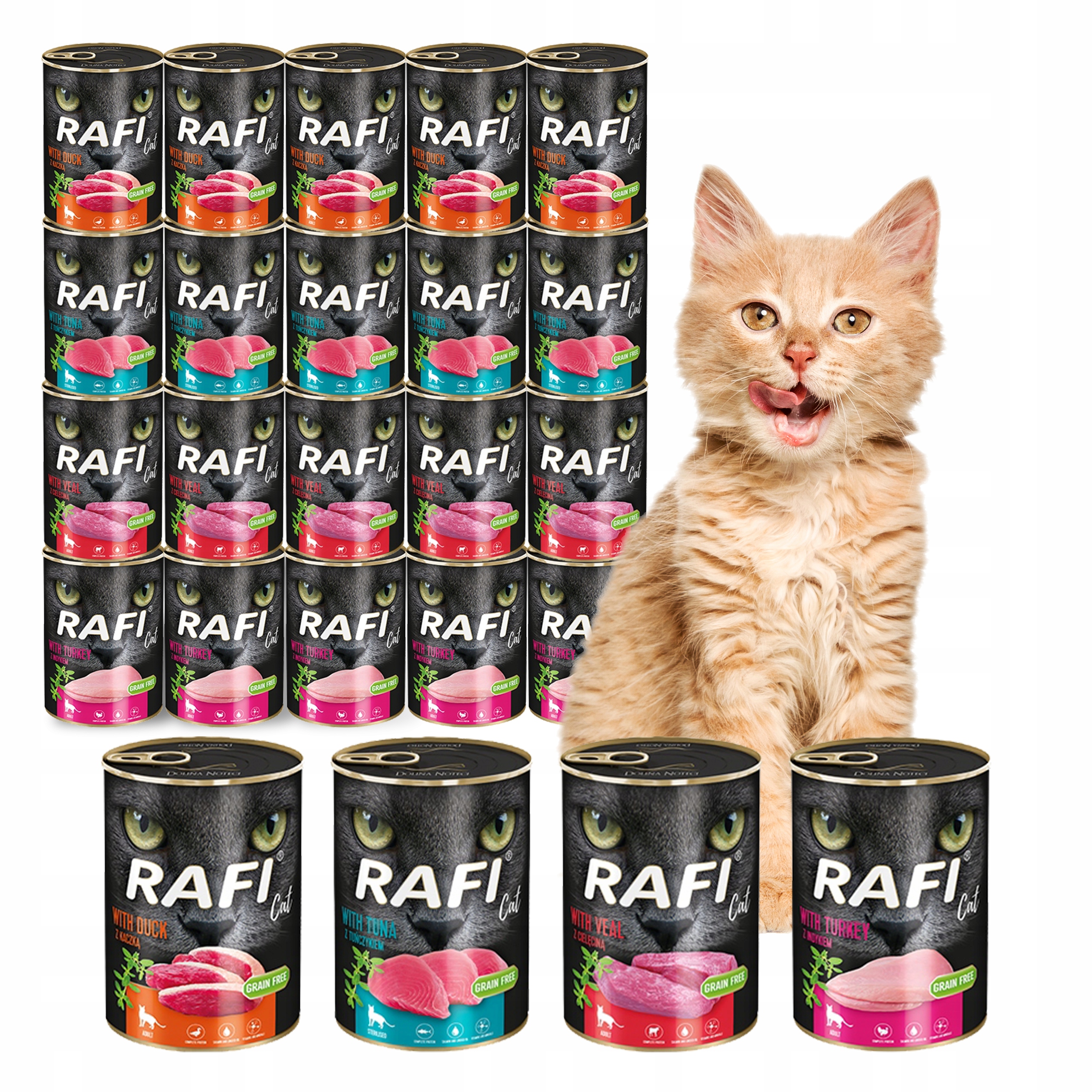 Levně Rafi Set Krmivo Mokré Pro Kočky 24x400g Dárek