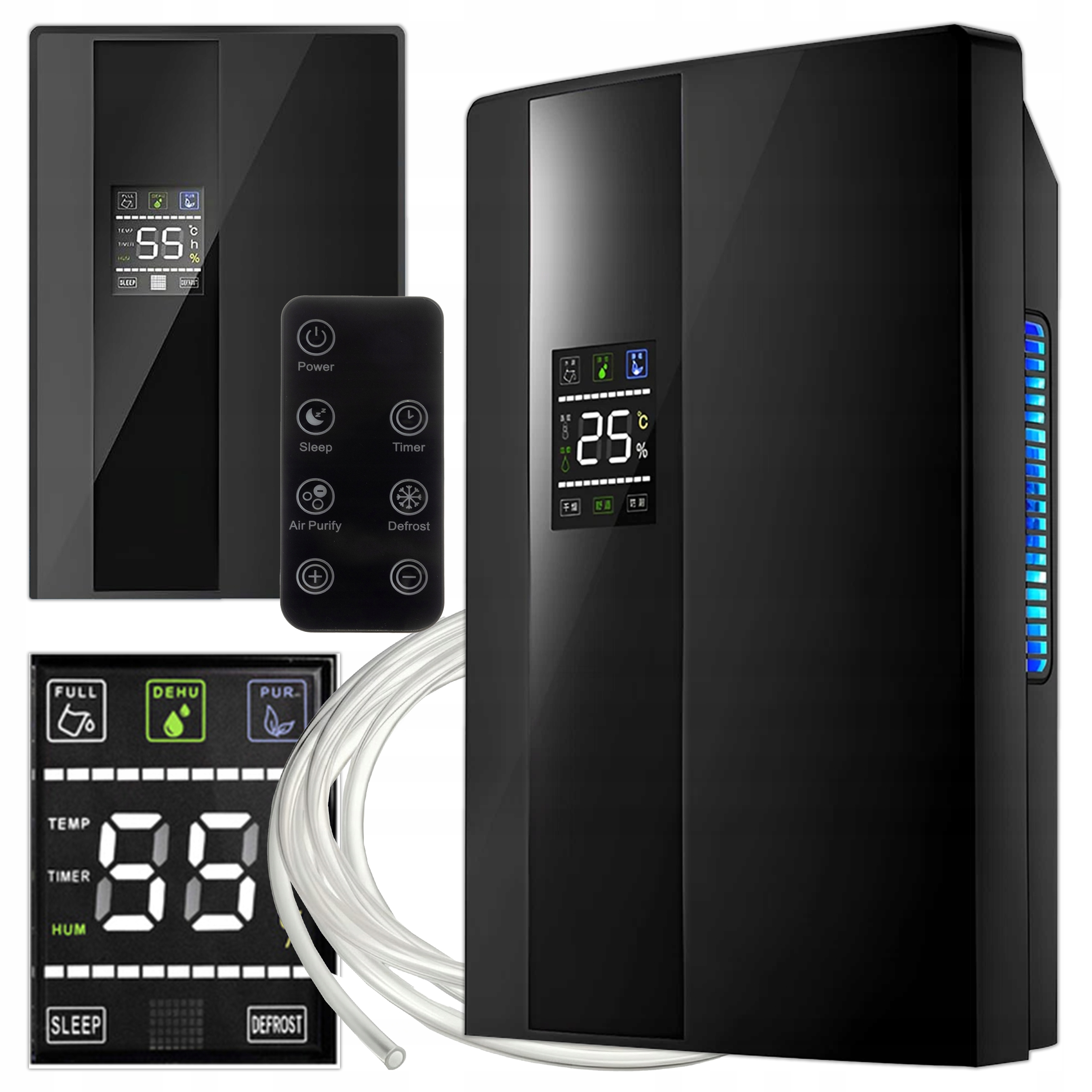 Odvlhčovač Vzduchu Domácí Pohlcovač Vlhkosti 90 W Tichý 35 dB Časovač Dálkové Ovládání