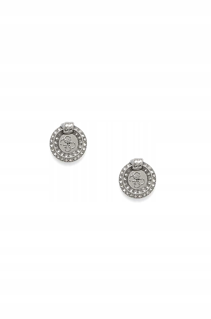Stříbrné náušnice Guess Knot You, kulaté mince s krystaly JUBE04058JW