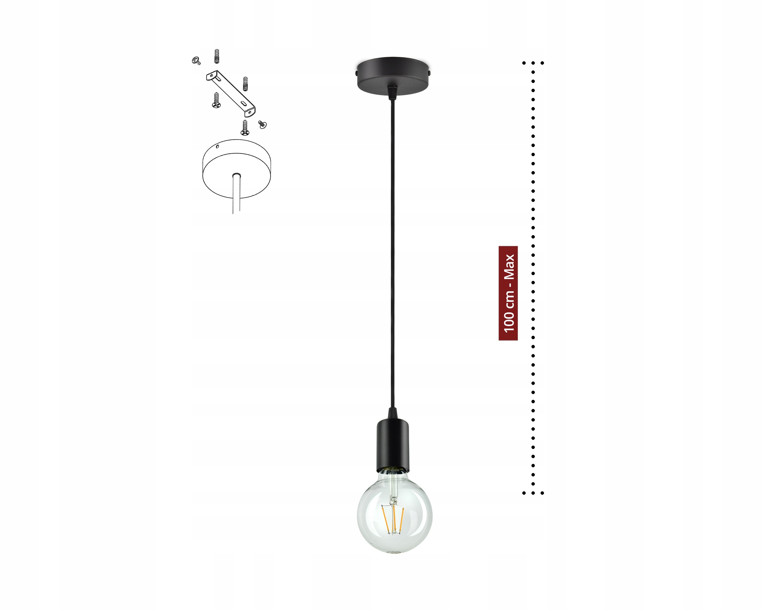 LAMPA SUFITOWA WISZĄCA Ż LOFT EDISON LABIRYNT G95 Długość/wysokość 100 cm