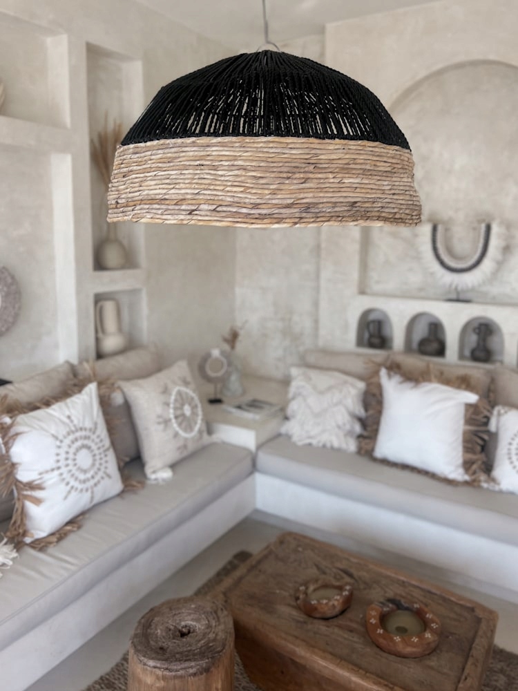 Lampa Wisząca Boho Naturalna Pleciona Ręcznie Sekar 80x45