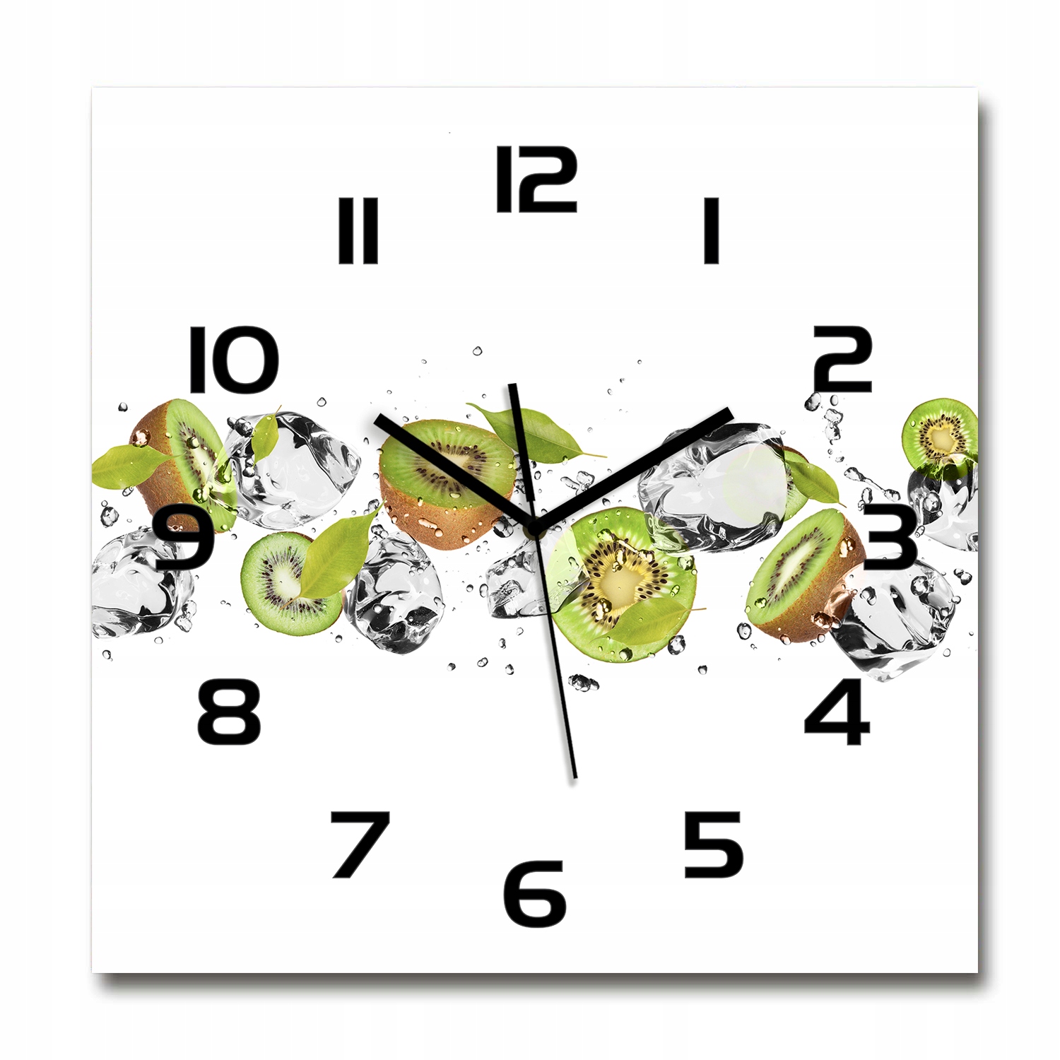 

Duży kwadratowy szklany zegar Kiwi i woda 60x60 cm