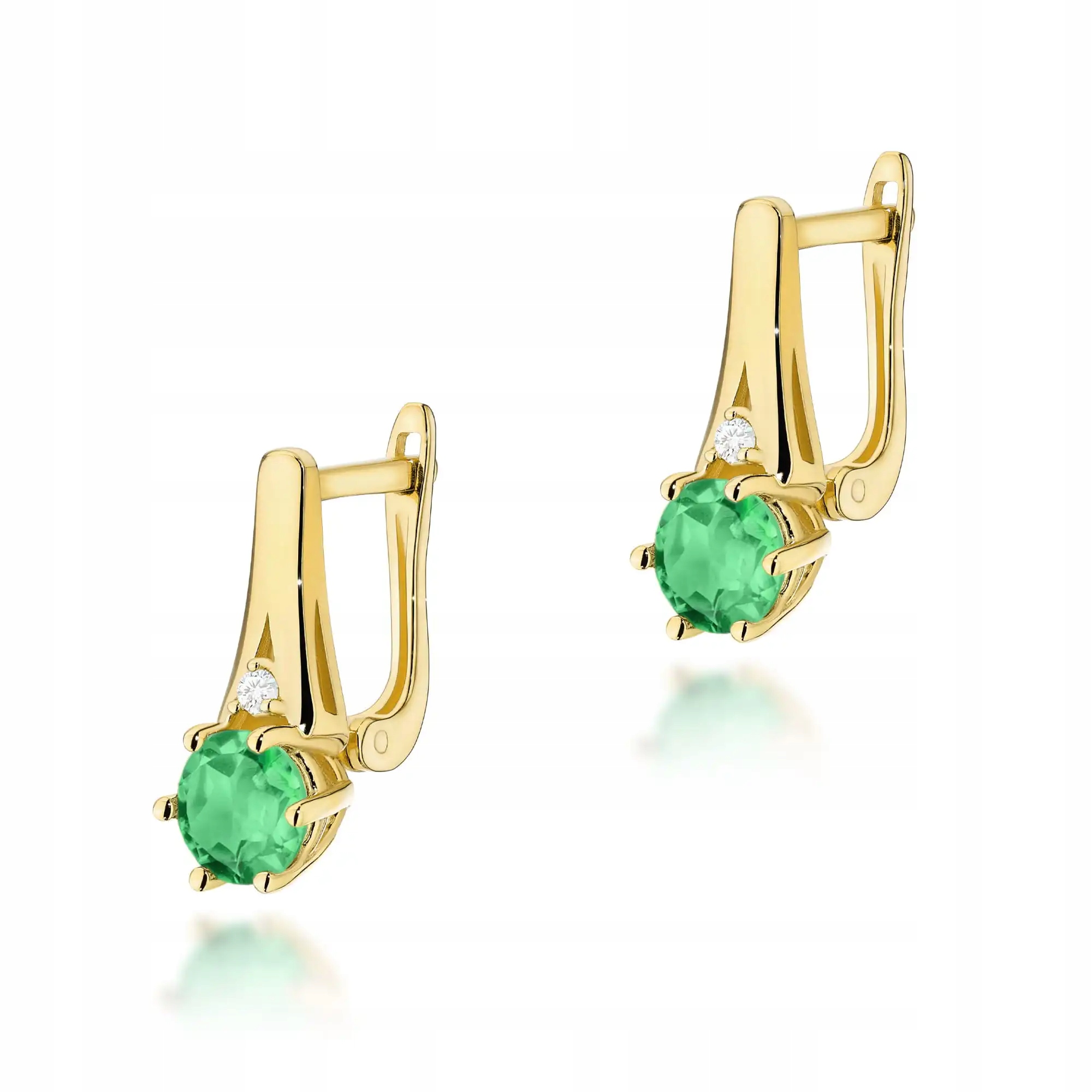 Náušnice pro ženu ze zlata 585 se smaragdem, módní vzor, efektní a stylové