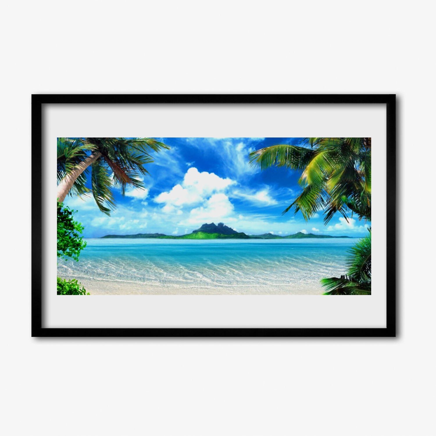 Foto obraz s rámečkem mdf Moře ostrov palmy 60x40 cm