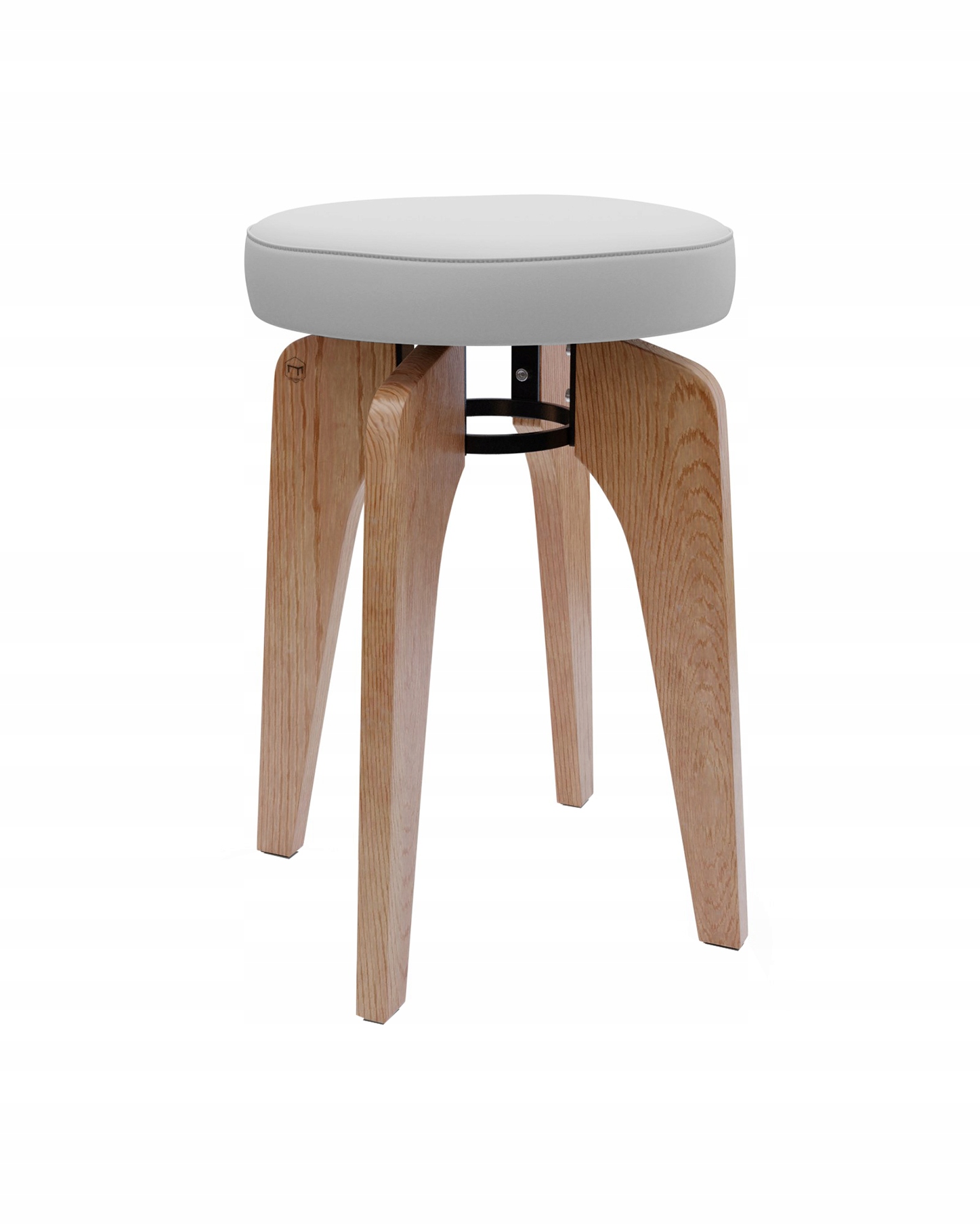 Stołek Taboret drewniany KOSMO Dębowy tapicerowany