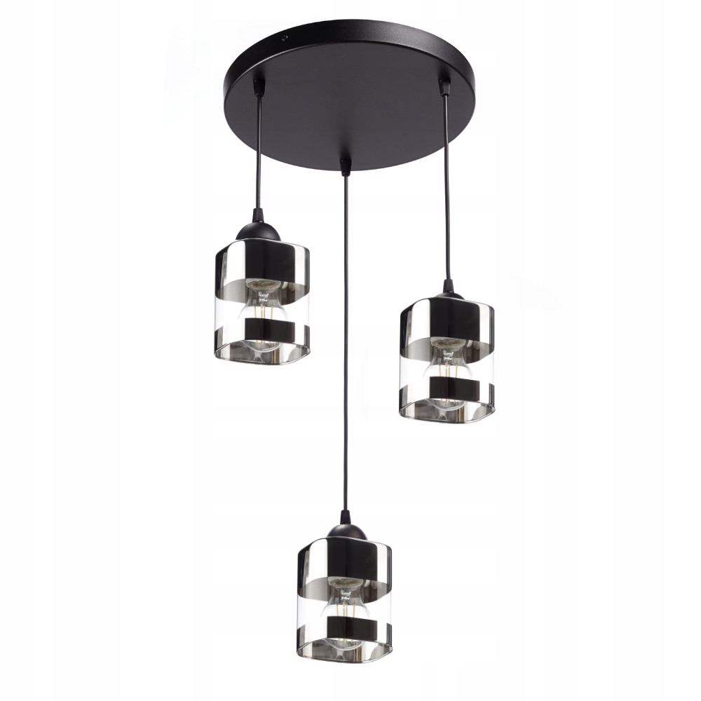 Moderní Závěsná Stropní Lampa Ze Skla S Chromovaným Stínidlem E27