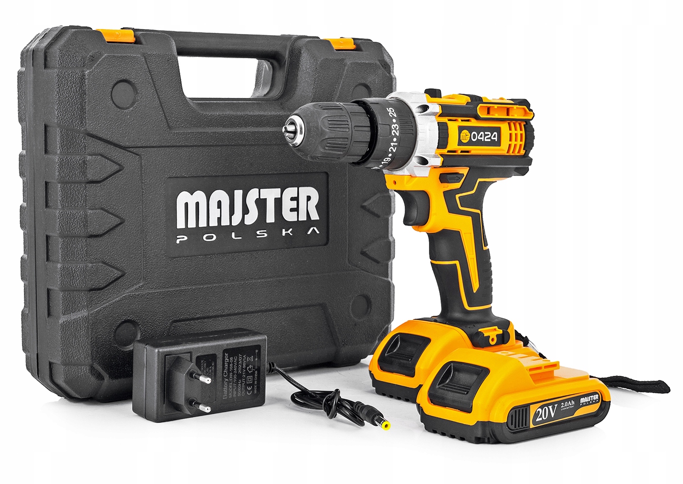 WIERTARKO WKRĘTARKA AKUMULATOROWA UDAROWA 20V Majster Polska mp0424 mp-0424 Maksymalna średnica wiercenia w drewnie 25 mm