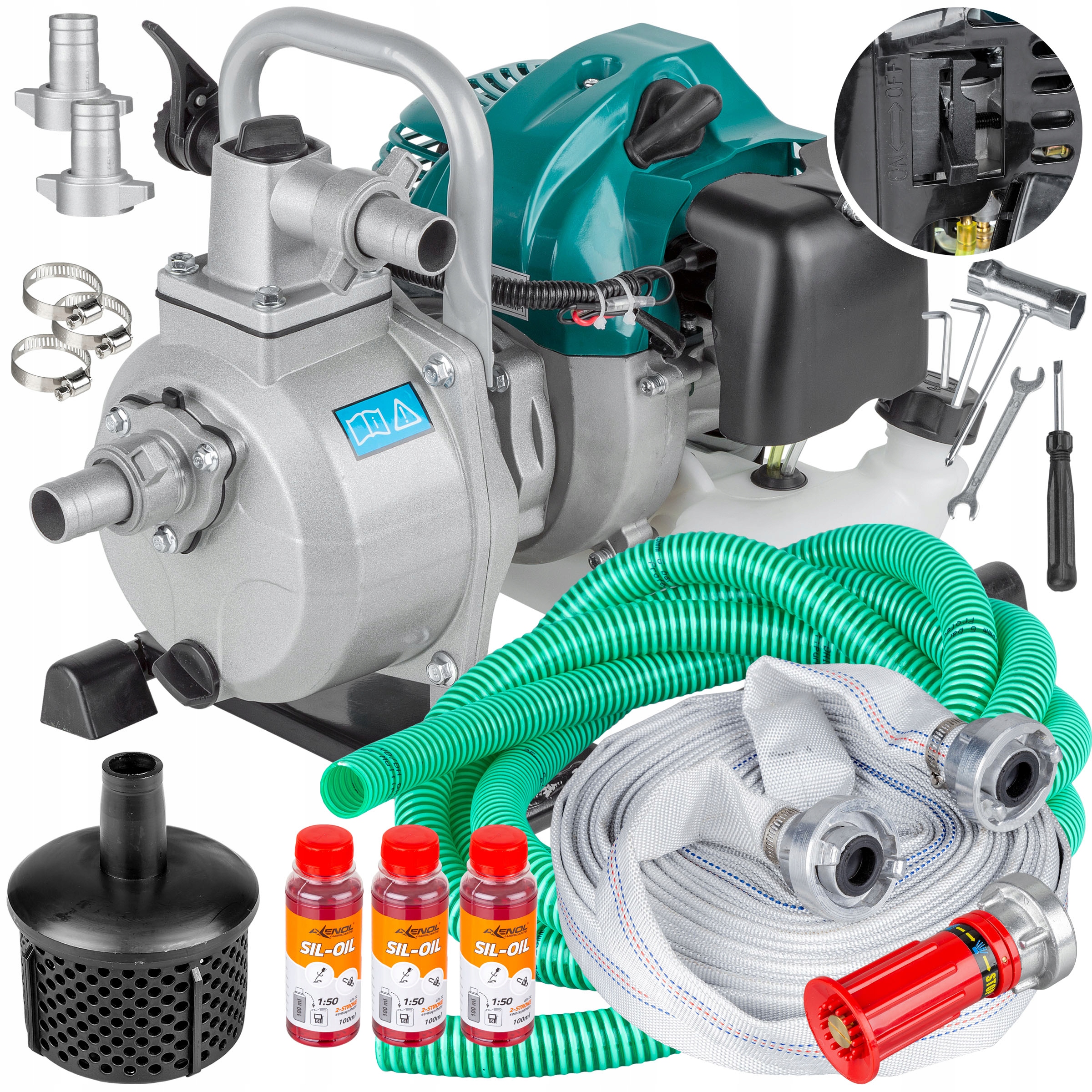 MOTOPOMPA POMPA SPALINOWA WODY 1"+WĘŻE+OLEJE ŁATWE ZASYSANIE JAKOŚC ZESTAW