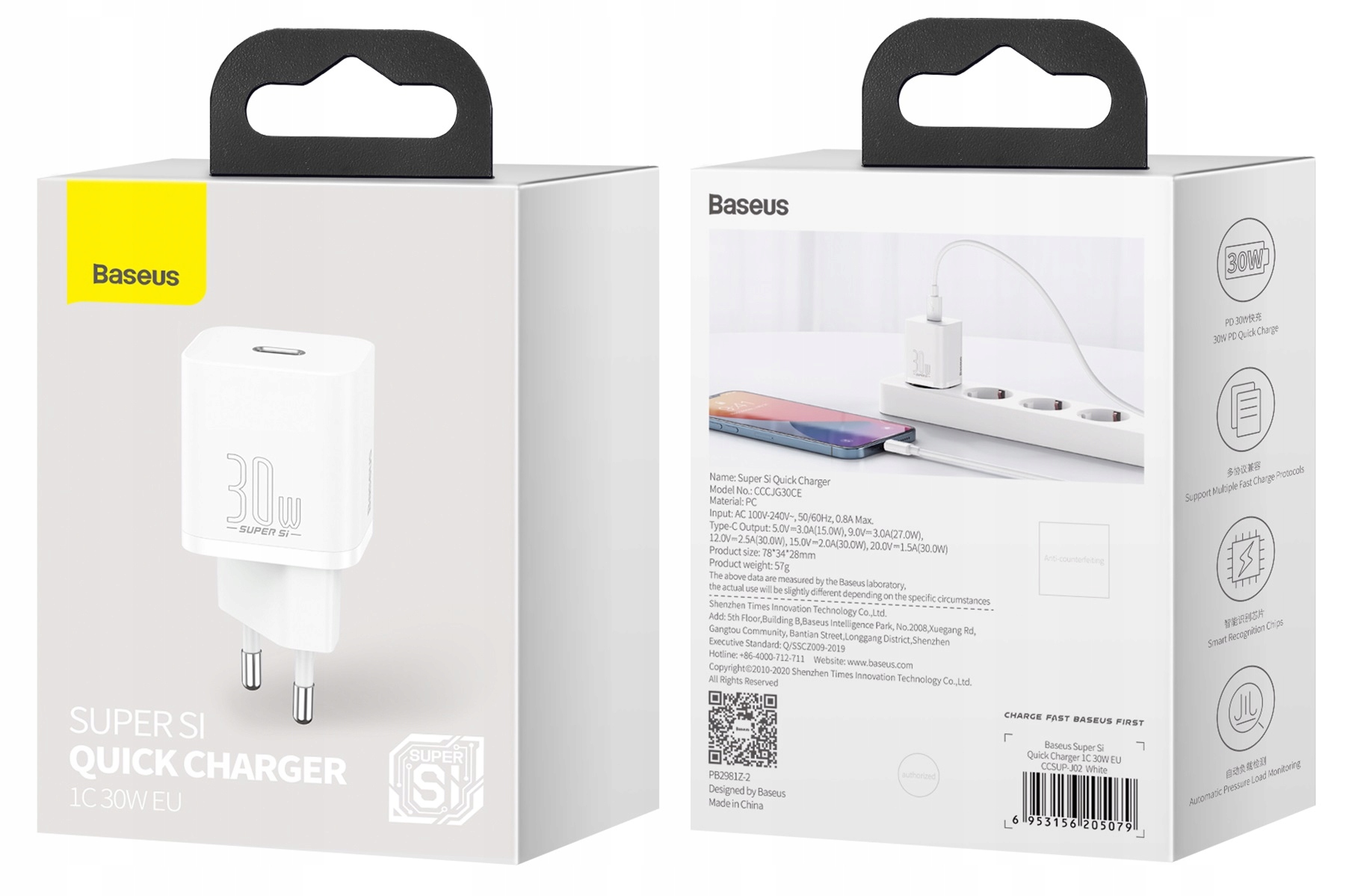 BASEUS SZYBKA ŁADOWARKA SIECIOWA DO TELEFONU ZASILACZ USB-C TYP-C 30W PD QC Przeznaczenie uniwersalna