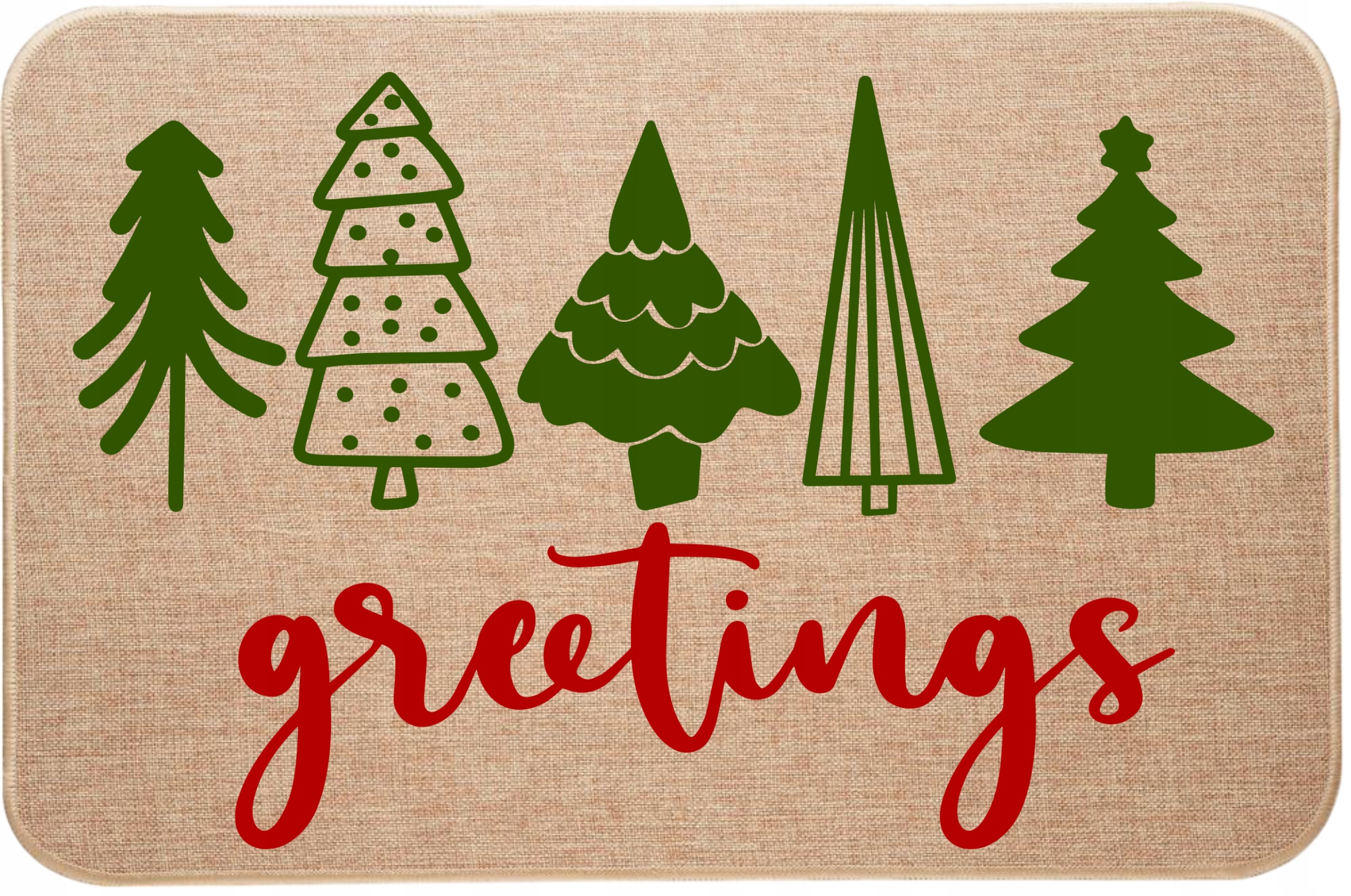 Vianočná Rohožka ľanová s vianočným stromčekom Pozdrav greetings