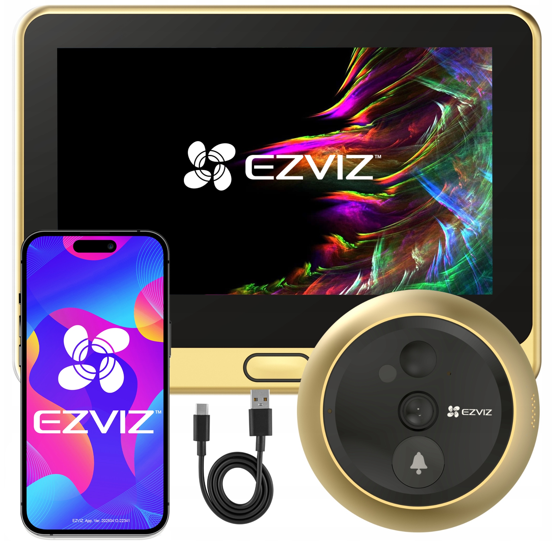 Elektronický WiFi hľadáčik Ezviz DP2C Gold Zvonček s kamerou Aplikácia Zlatý